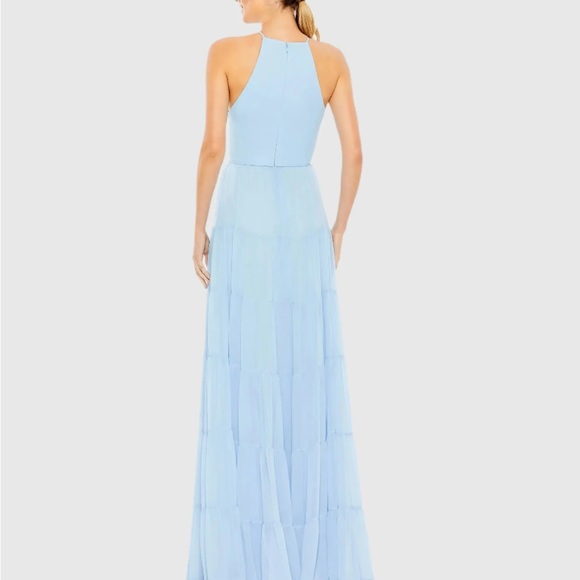 Mac Duggal Blue Ruffle Tiered A Line Gown - Picture 2 of 4